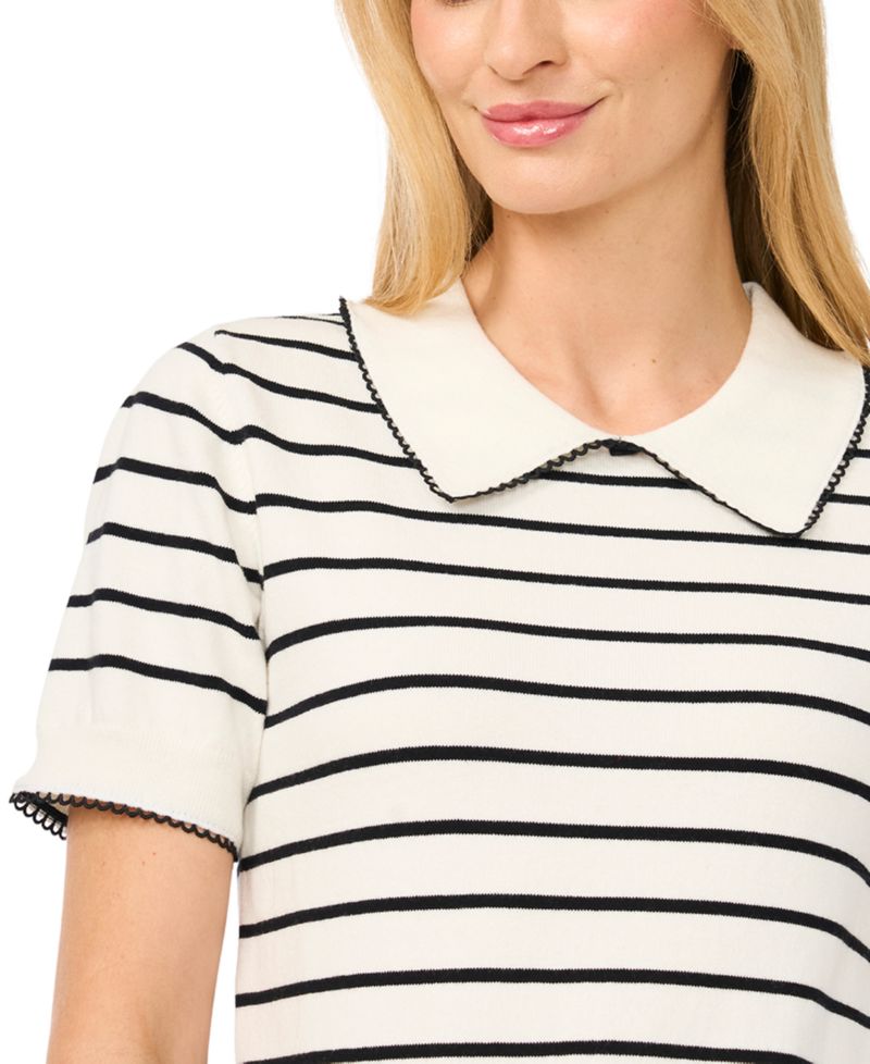 Women's Striped Short-Sleeve Sweater