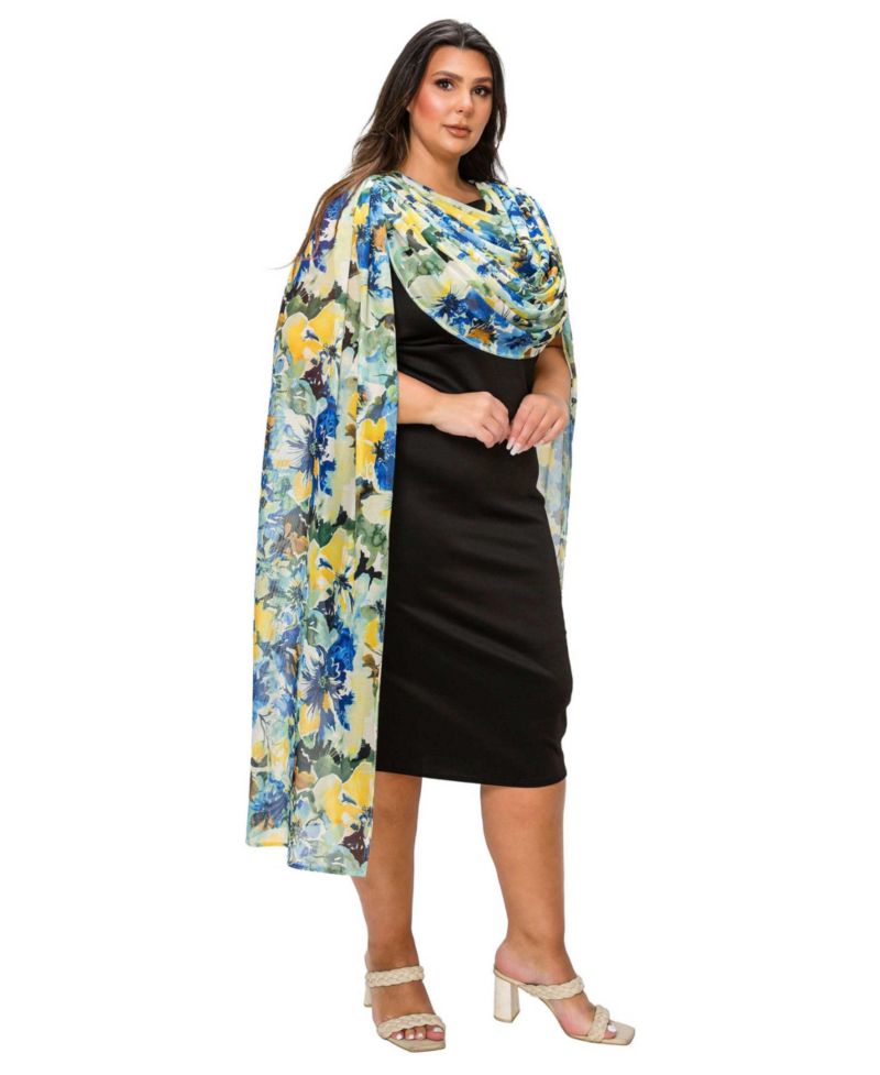 Plus Size Evolette Floral Cape Dress