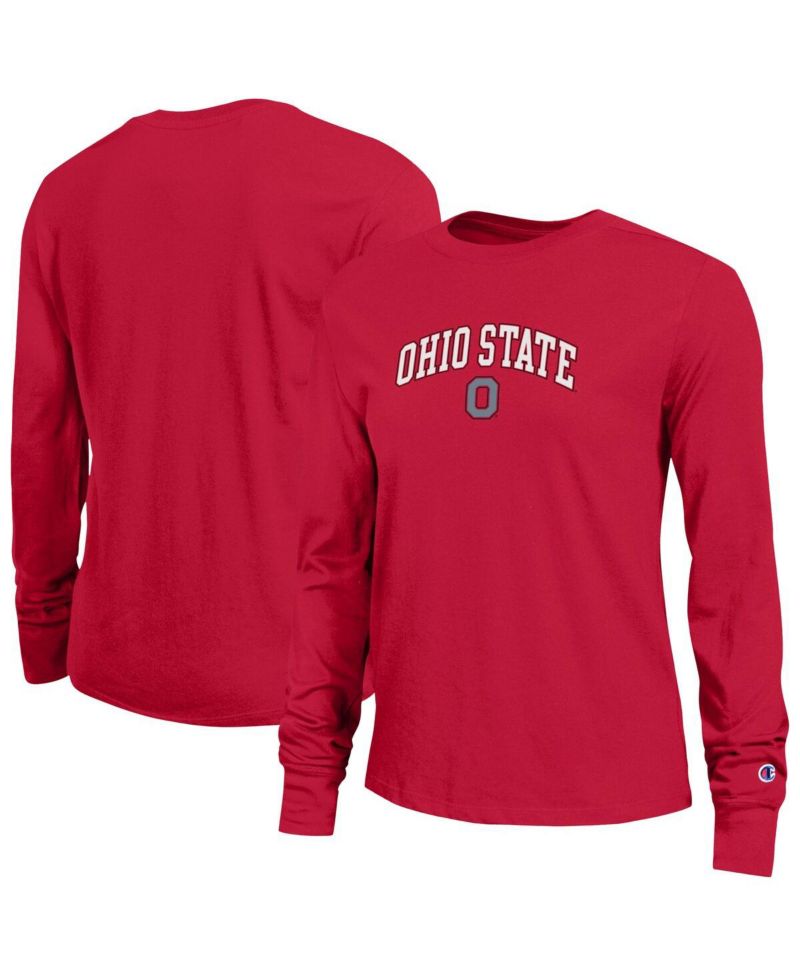 Women's Scarlet Ohio State Buckeyes Arch Over Logo Long Sleeve T-Shirt