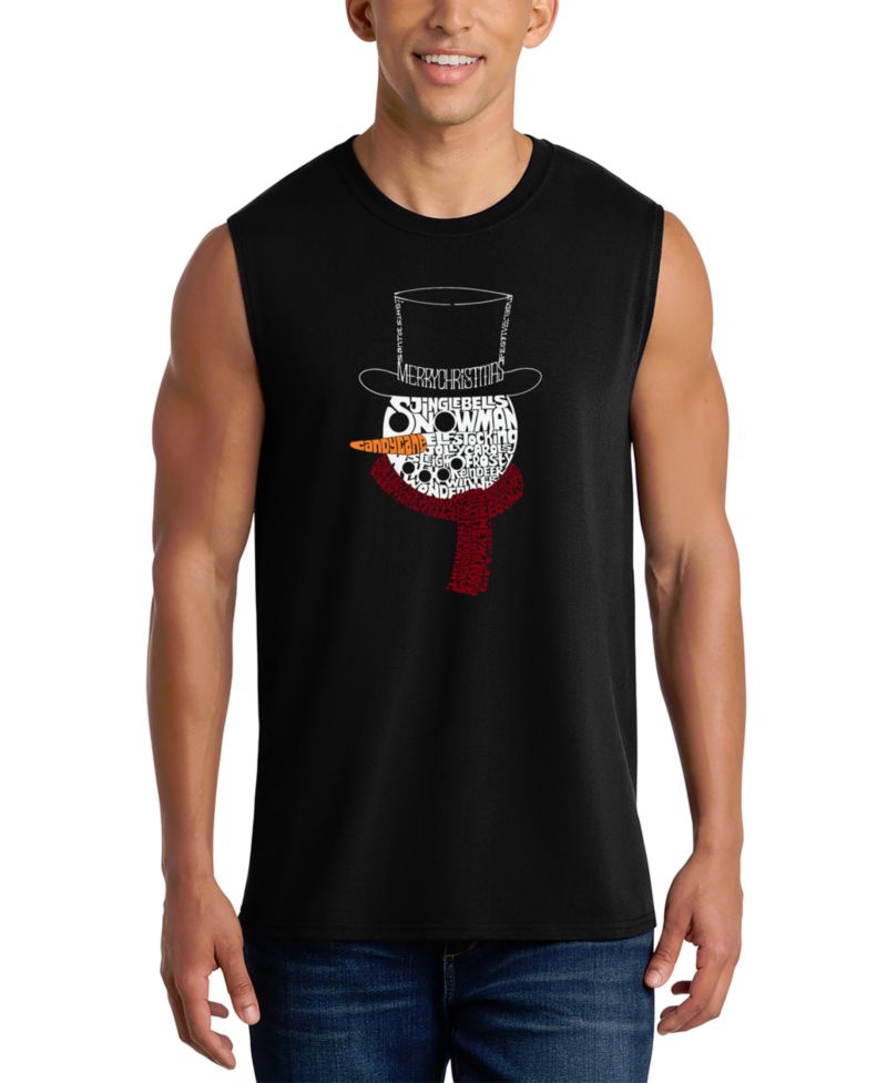 Men's Snowman Top Hat Winter Word Art Graphic Tank Top