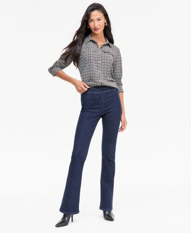 Women's Utility Printed Long-Sleeve Button-Up Blouse