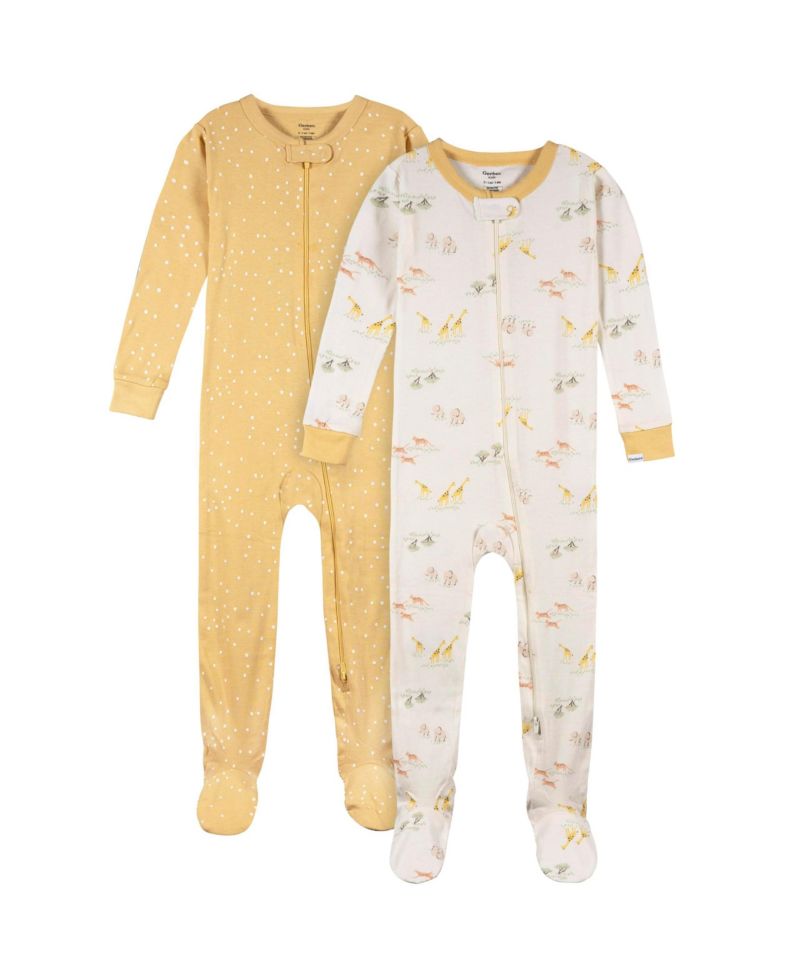 Baby Boys Snug Fit Footed Pajamas, 2-Pack, Safari