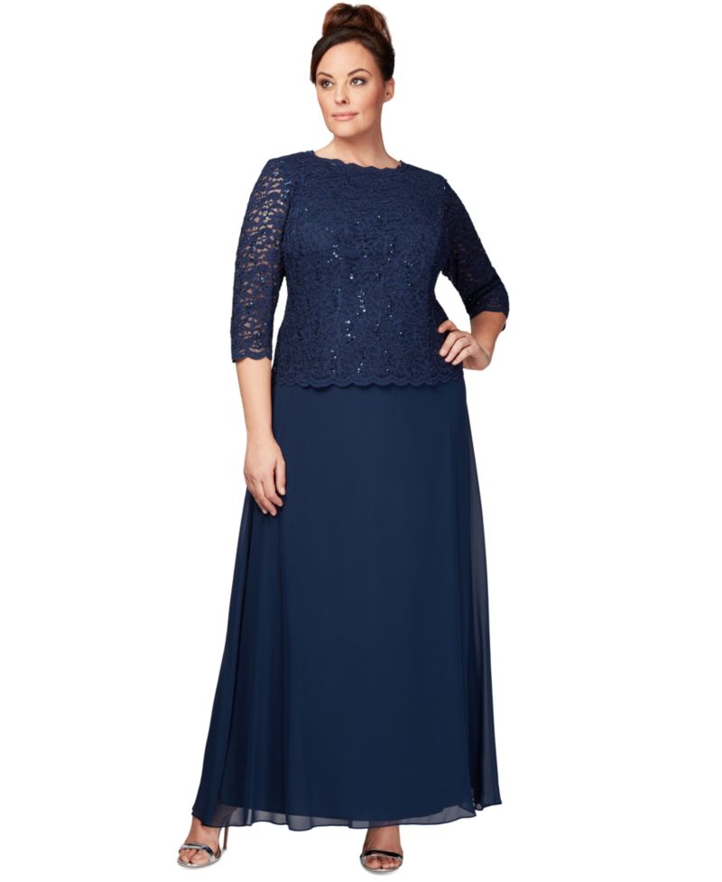 Women's Sequin Embellished Lace Top Gown
