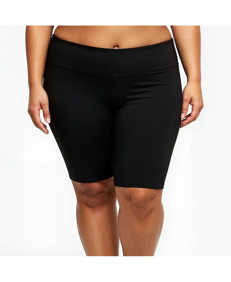 Plus Size Chlorine Resistant High Waisted Long Bike Swim Shorts
