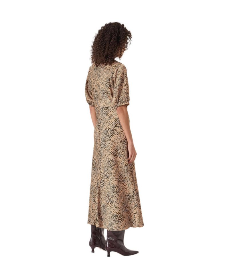 Women's Grace V-Neck Puff Sleeve Satin Dress