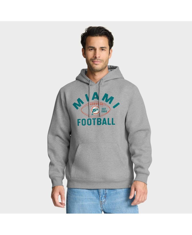 Men's Heather Gray Miami Dolphins Fumblerooski Legacy Pullover Hoodie