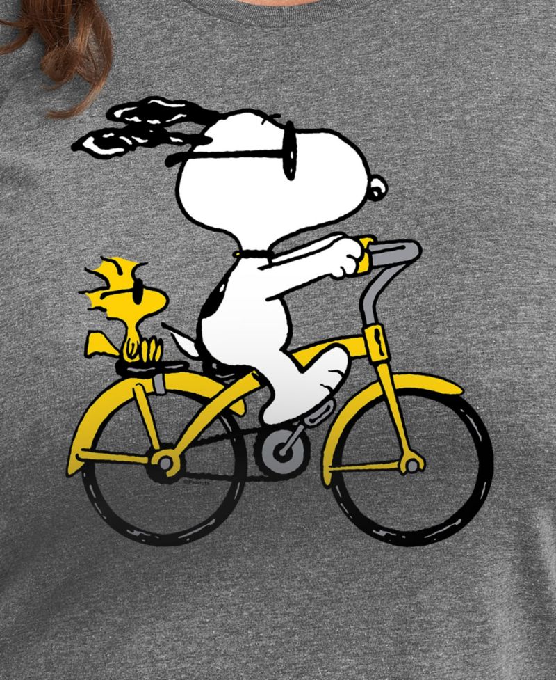 Trendy Plus Size Peanuts Snoopy Bike Ride Graphic Crew Neck T-Shirt