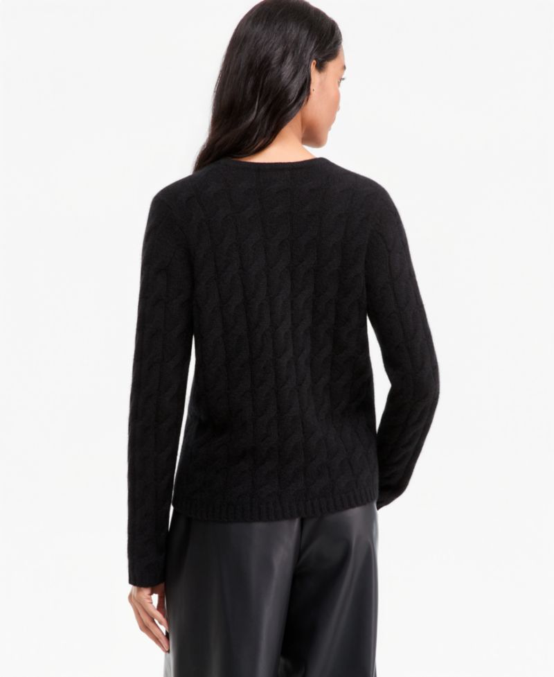 Women's 100% Cashmere Cable-Knit V-Neck Cardigan