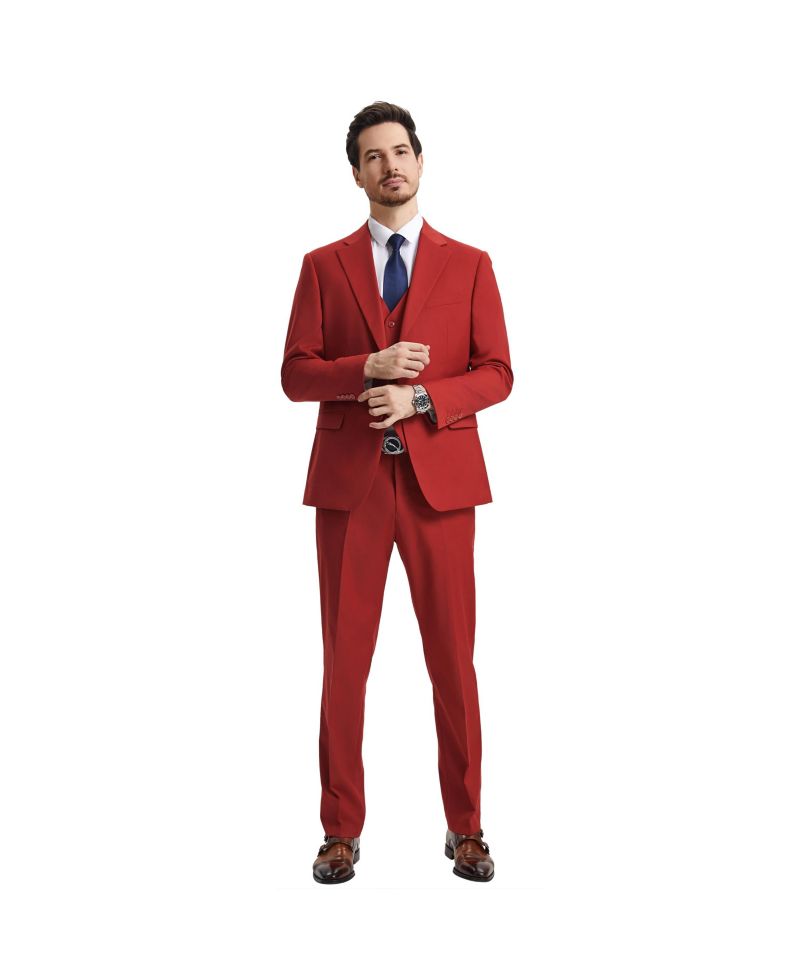 Men's Hybrid-Fit 3pc Notch Lapel Suit Set, Jacket Vest and Pants