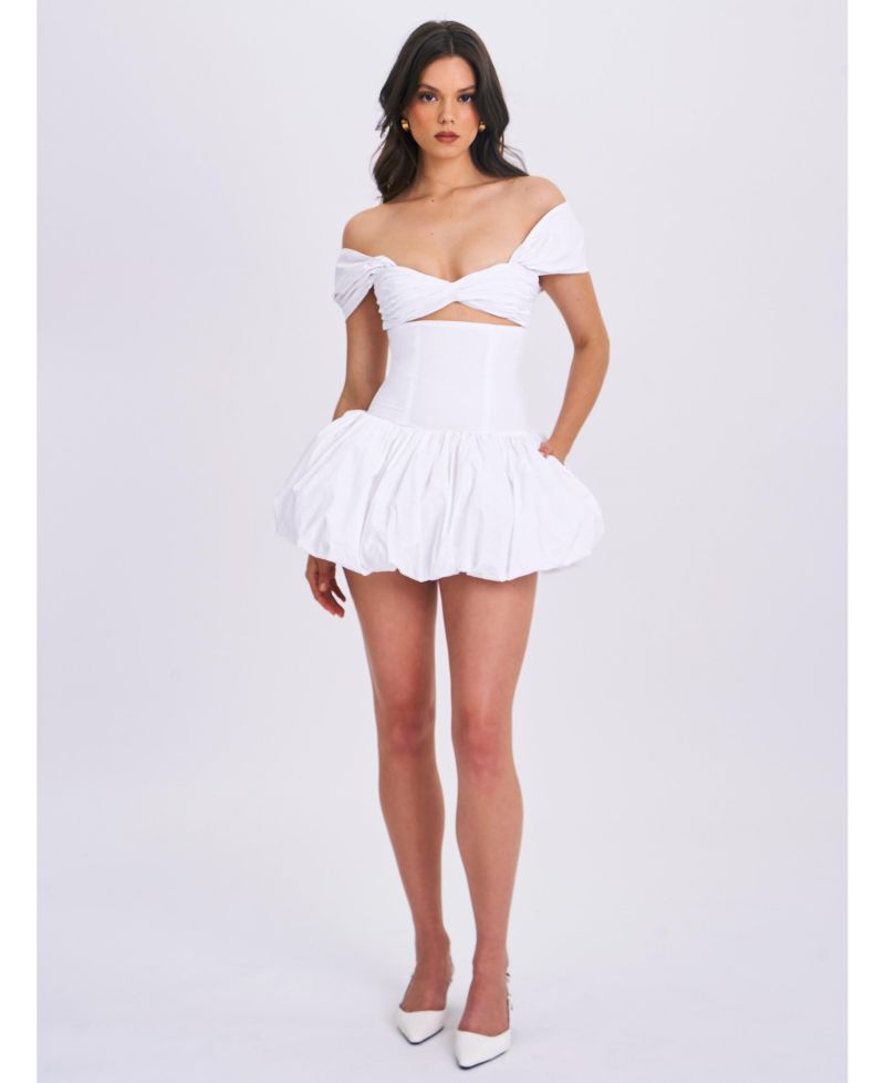 Women's Umika White Bubble Hem Mini Dress