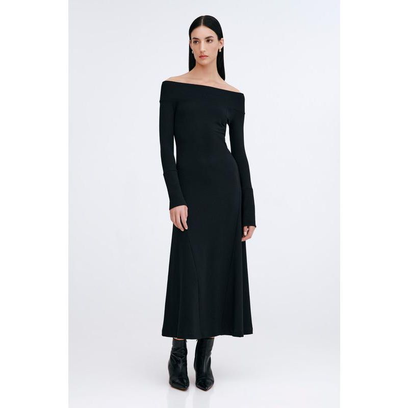 Women's Tilly Boat-Neck Ribbed-Detail A-Line Casual Midi Dress