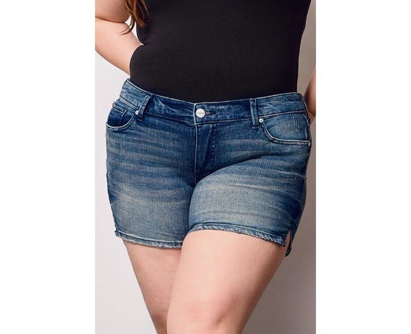 Plus Size Denim Side Vents Shorts