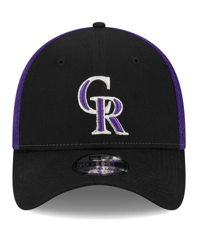 Men's Black Colorado Rockies Team Neo 39THIRTY Flex Hat