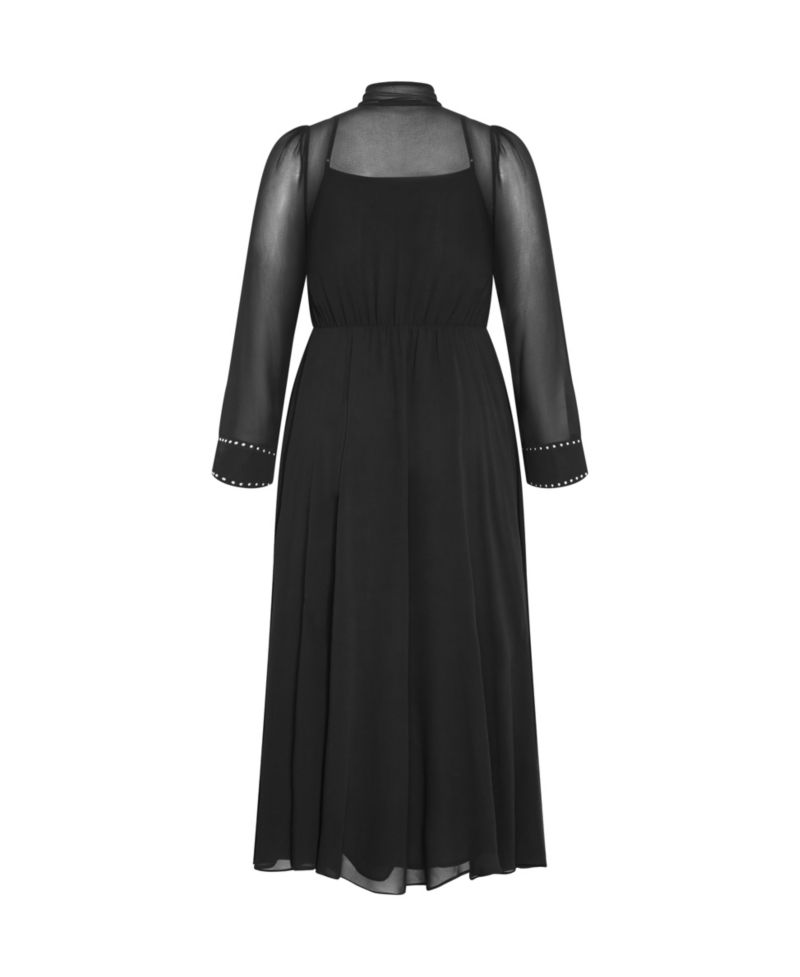 Plus Size Kara Stud Tie Neck Maxi Dress