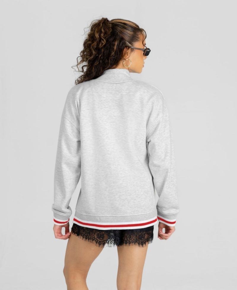 Women's Gray Ohio State Buckeyes Rally Point Contrast Stripe Mock Neck Sweatshirt