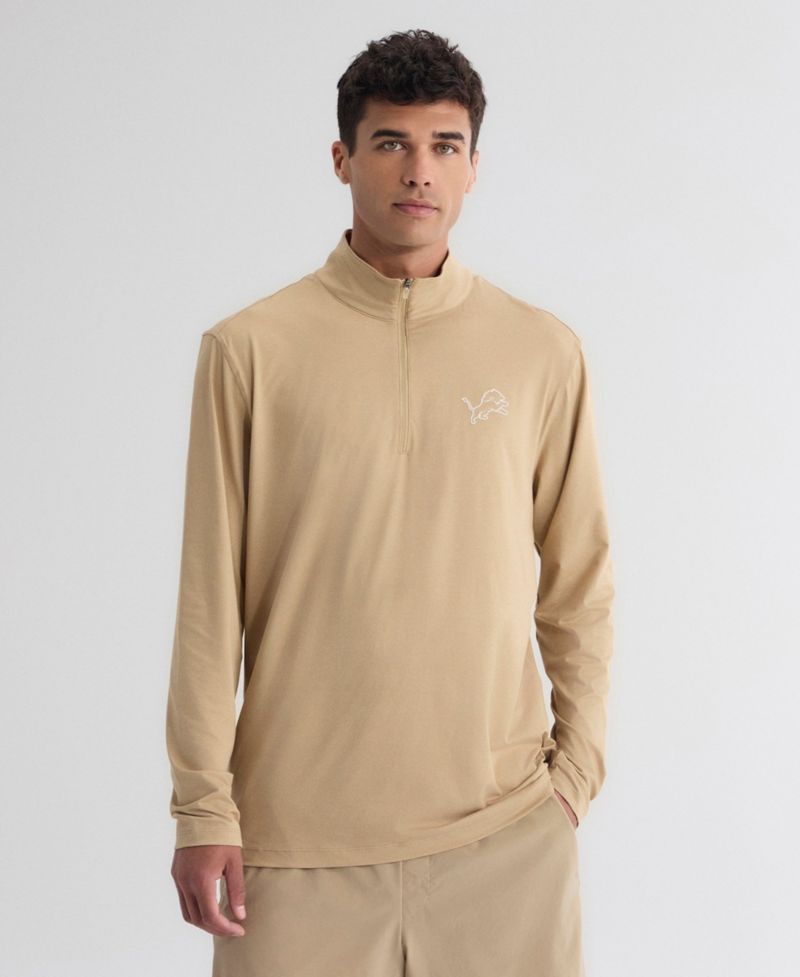 Men's Tan Detroit Lions Clutch Quarter-Zip Pullover Sweatshirt