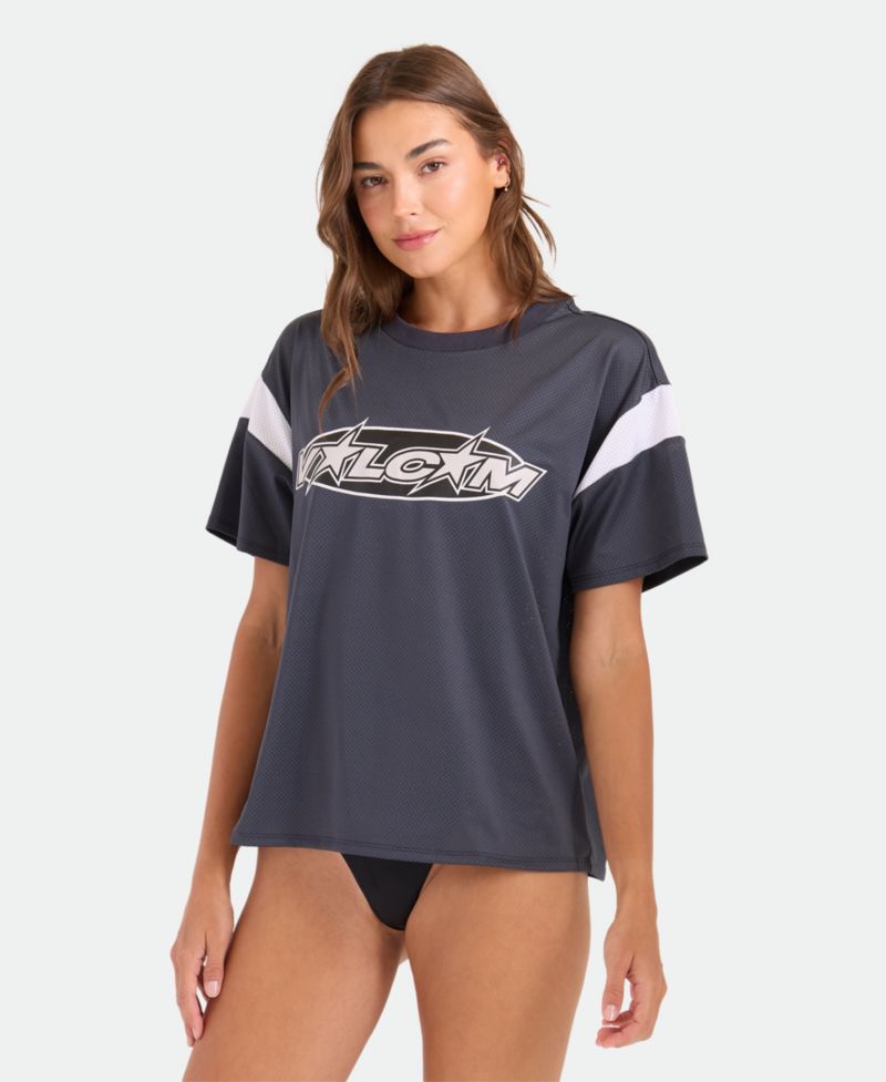 Women's Crewneck Short-Sleeve Swim Cover-Up Jersey