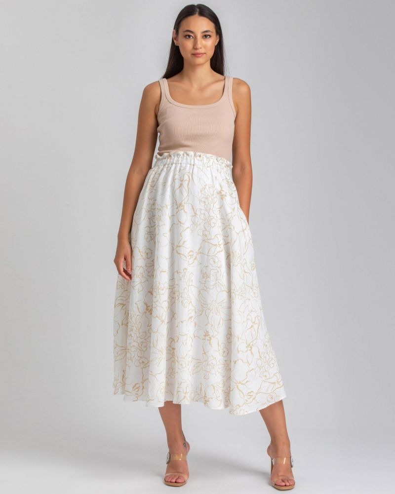 Maternity Floral Print Hidden Pocket Midi Olivia Skirt
