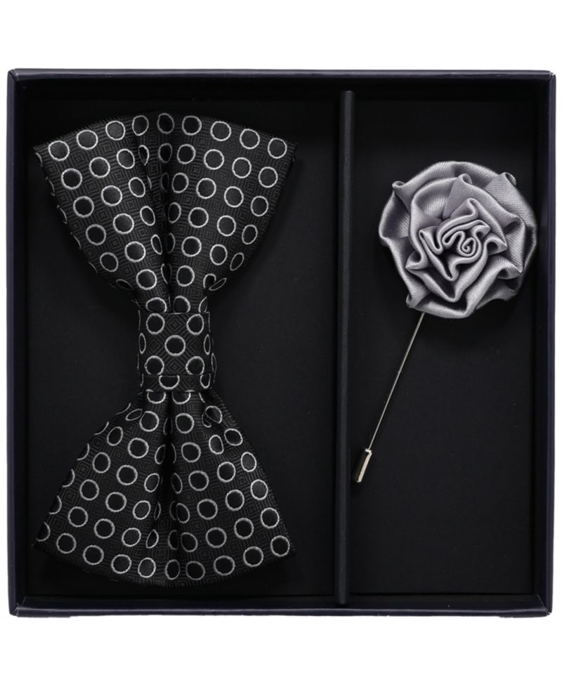 Men's 2-Piece Bow Tie and Lapel Pin Box Set