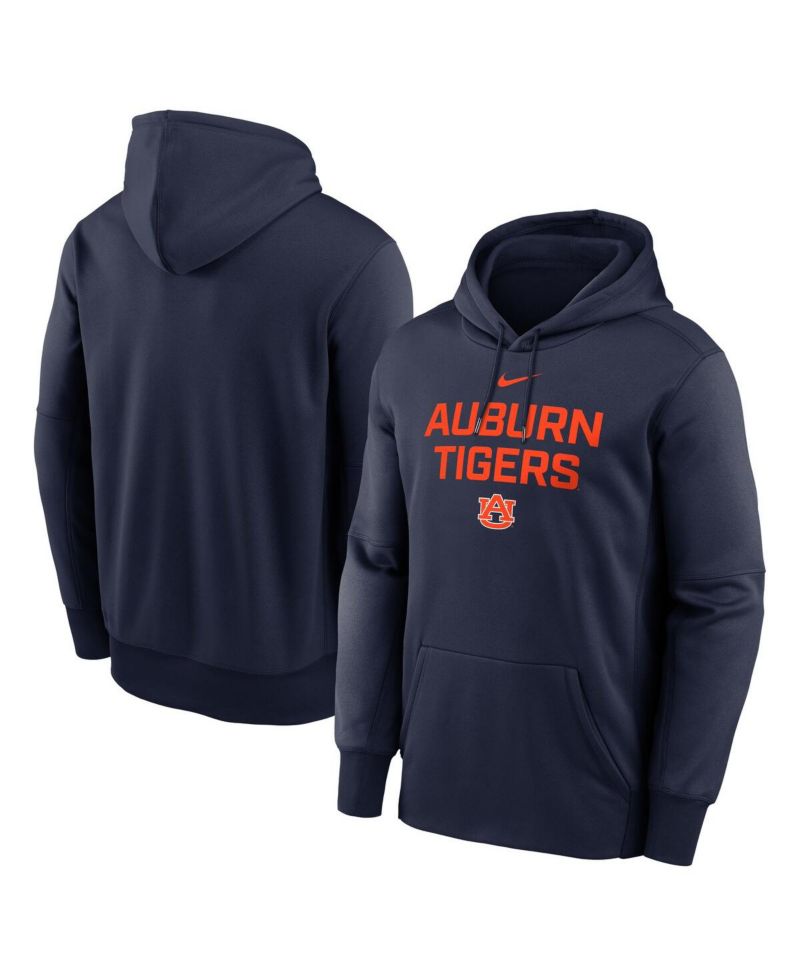 Men's Navy Auburn Tigers Team Stacked Dri-FIT Pullover Hoodie