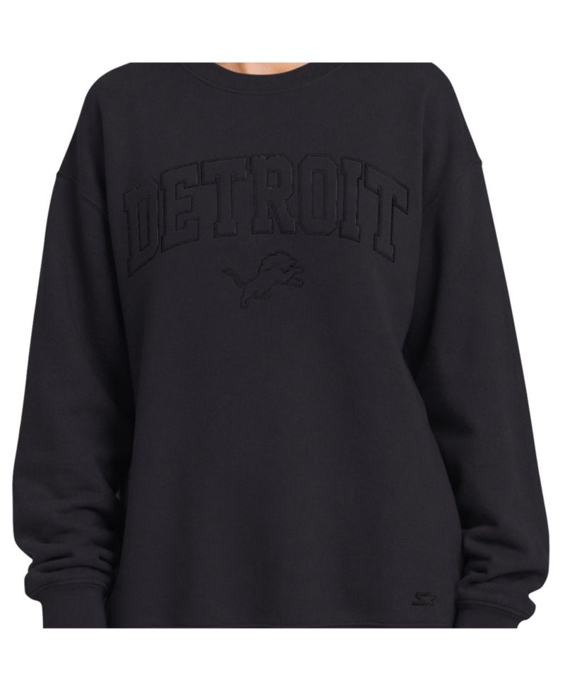 Women's Black Detroit Lions Athleisure Oversized Fleece Sweatshirt