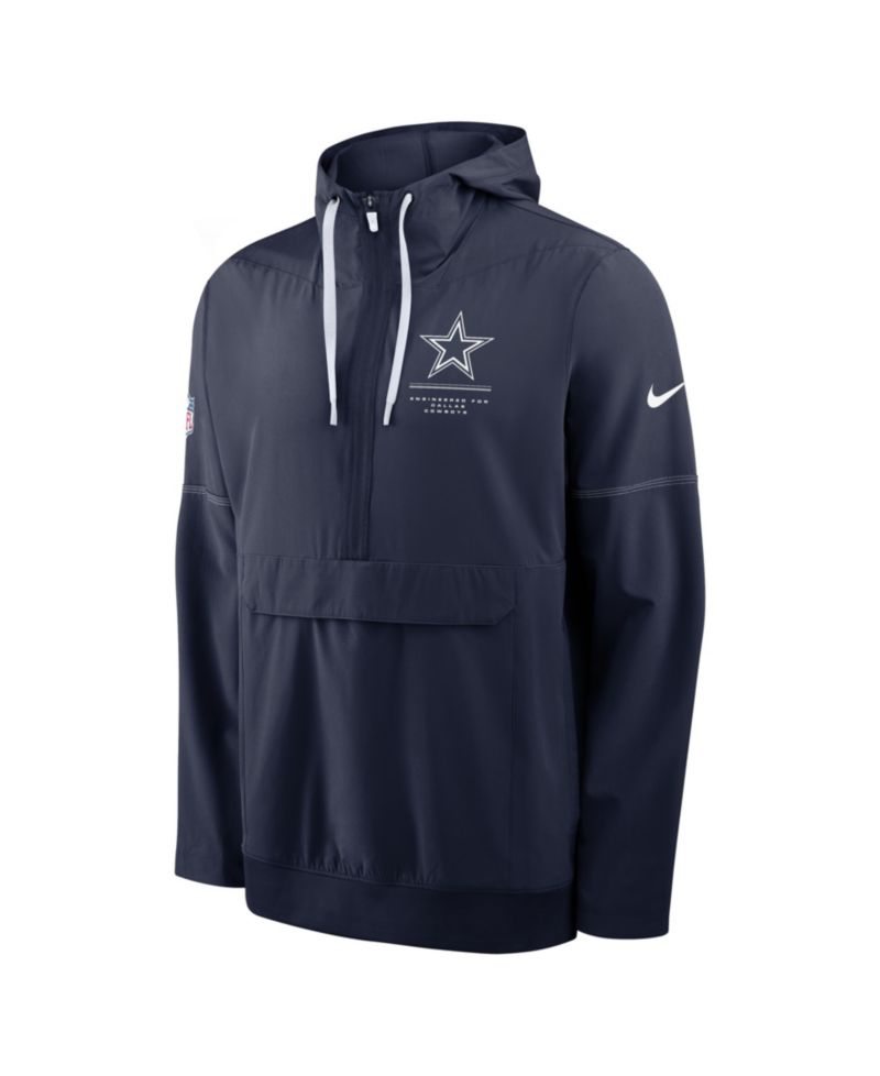 Men's Navy Dallas Cowboys Sideline Anorak Half-Zip Hoodie