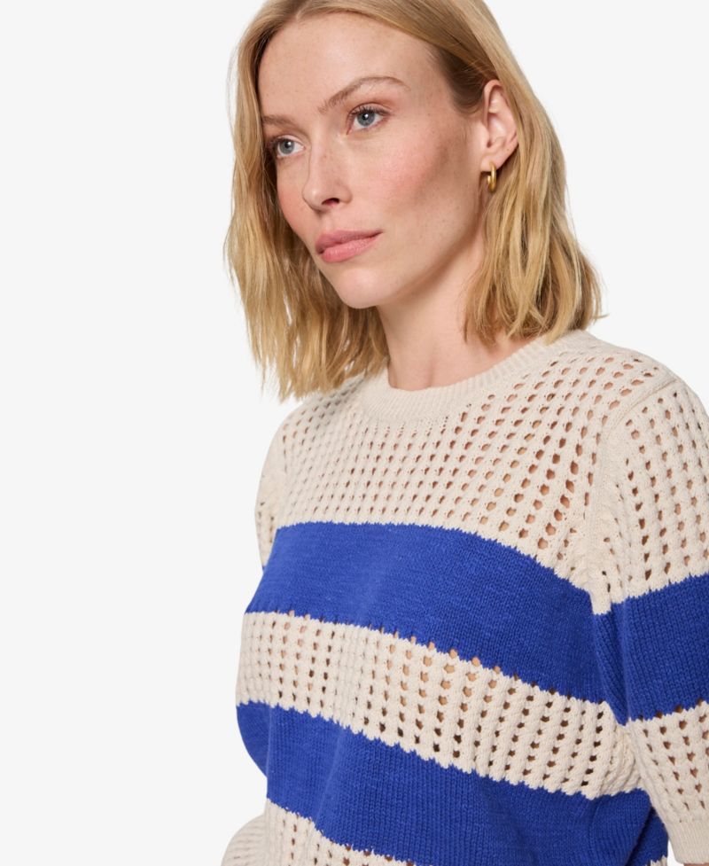 Women's Beachside Openwork Crewneck Cotton Top