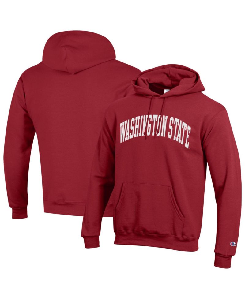 Men's Crimson Washington State Cougars Basic Arch Fleece Pullover Hoodie