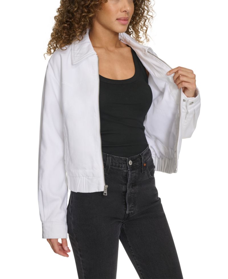 Women's Western Zip-Front Denim Bomber Jacket