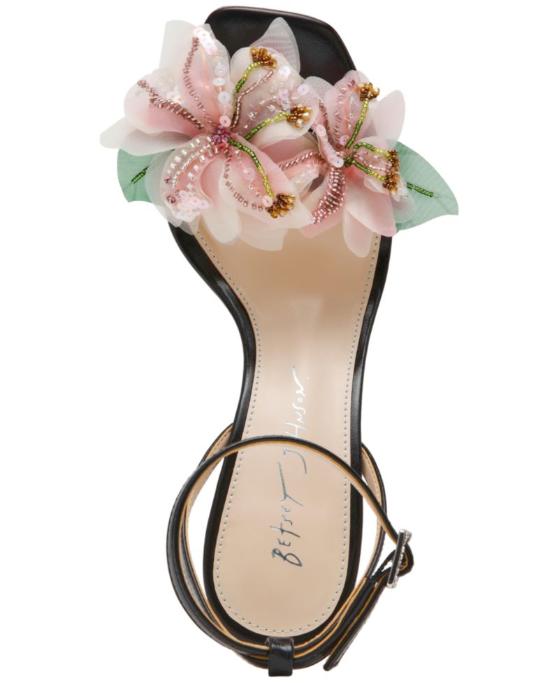 Women's Kasie Floral Imitation Pearl Heel Dress Sandals