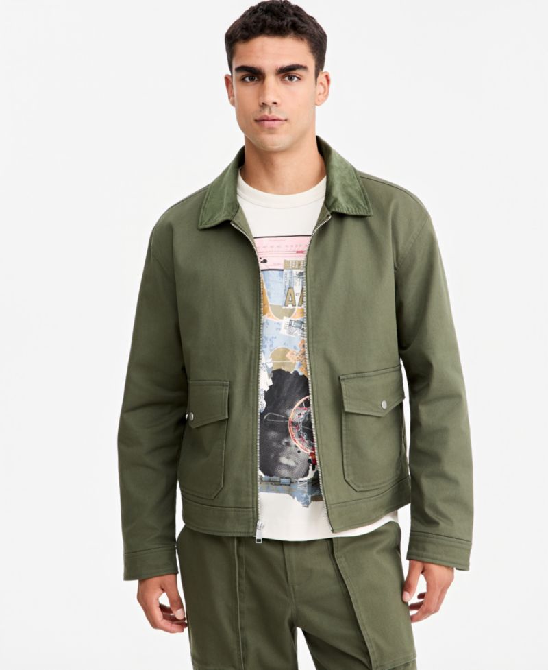 Men's Relaxed-Fit Corduroy-Collar Shirt Jacket