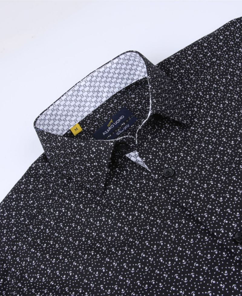Men's Slim Fit Business Nautical Button Down Dress Shirt