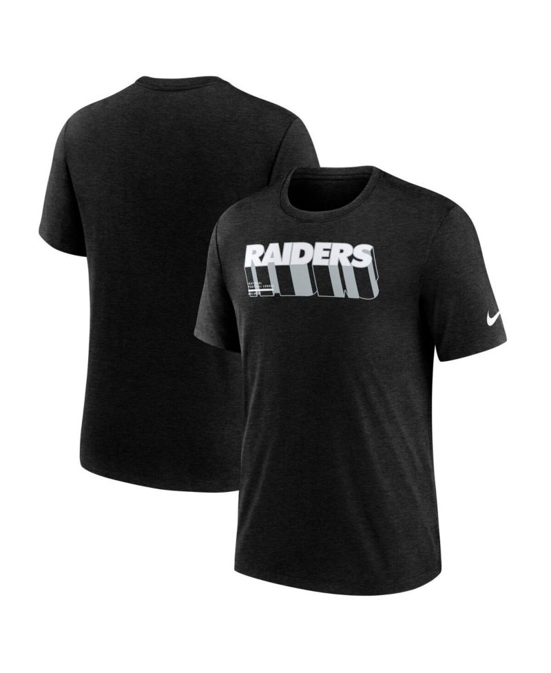 Men's Heather Black Las Vegas Raiders Long Pass Tri-Blend T-Shirt