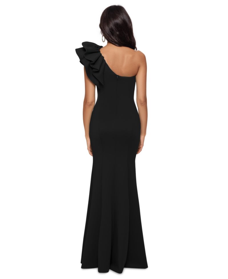 Women's One-Shoulder Scuba Crepe Gown