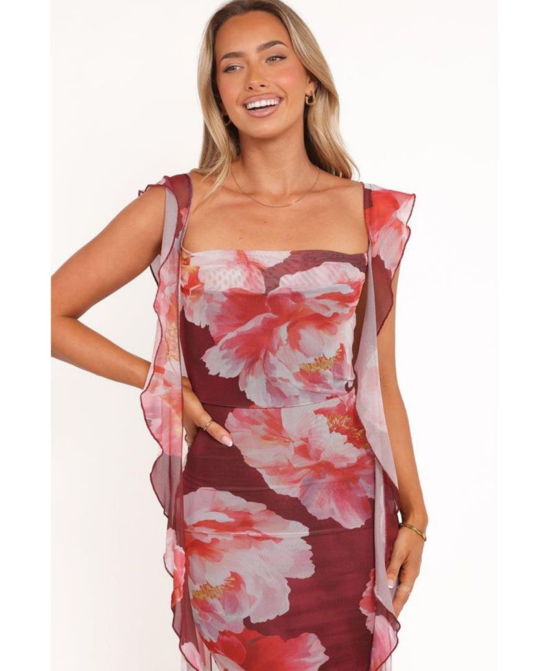 Women's Chiara Maxi Dress - Burgundy Peony