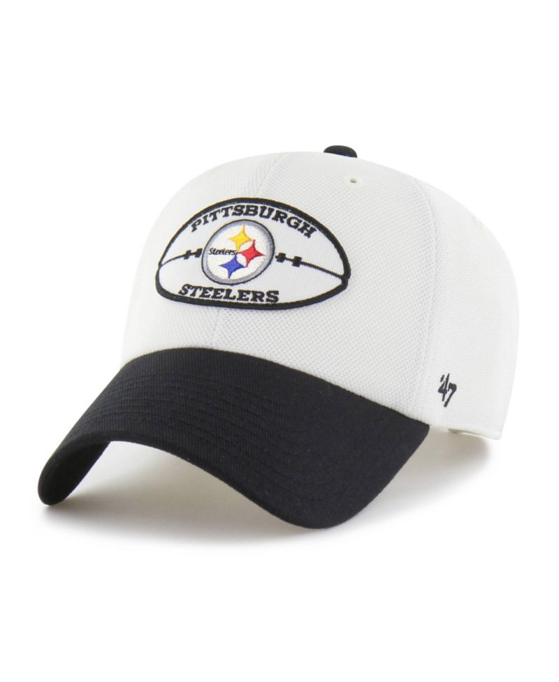 Men's White/Black Pittsburgh Steelers Pique Patch Clean Up Adjustable Hat