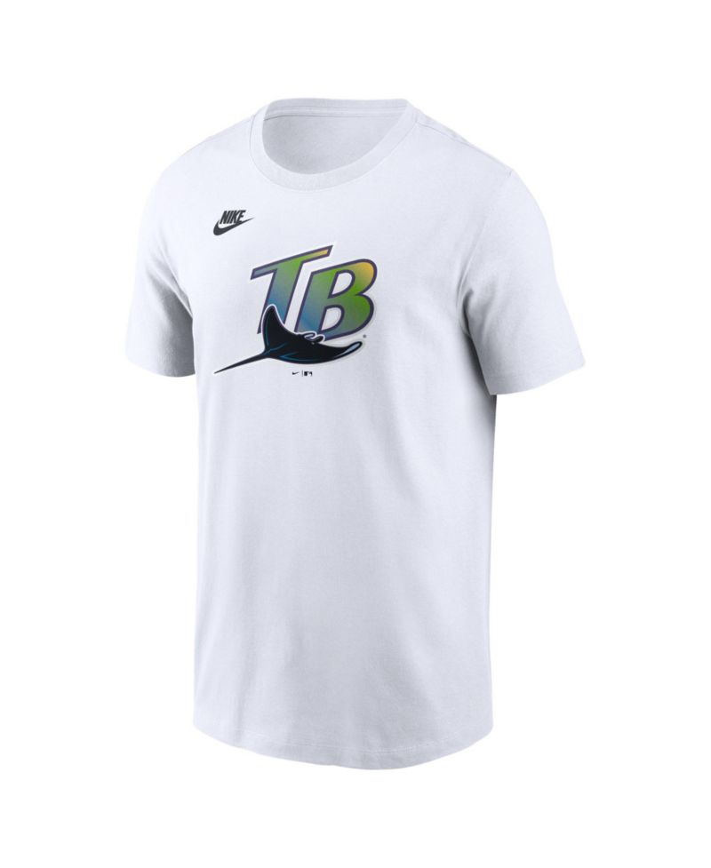 Men's White Tampa Bay Rays Cooperstown Collection Logo T-Shirt