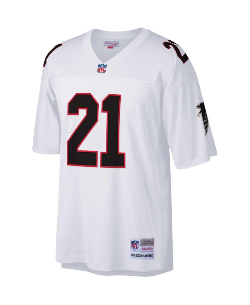 Men's Deion Sanders White Atlanta Falcons Big and Tall 1992 Retired Player Replica Jersey