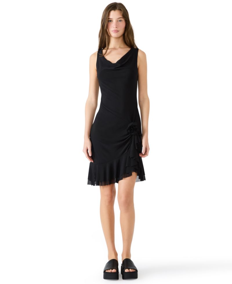 Cowl Neck High-Low Asymmetric Dress