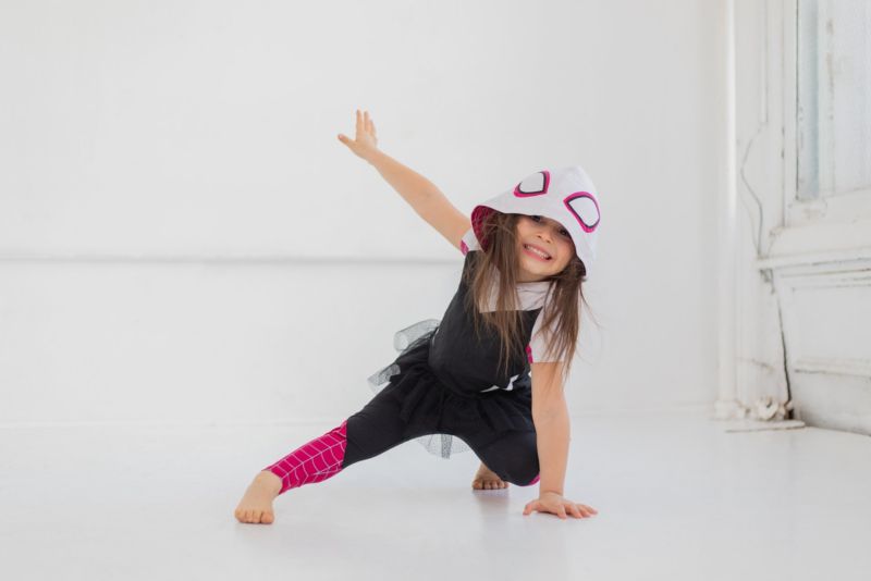 Little Girls Marvel Cosplay T-Shirt Dress and Leggings Outfit Set