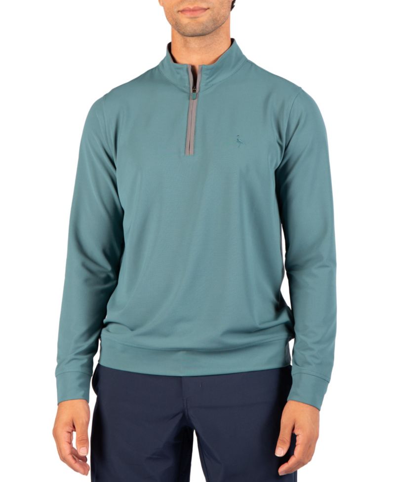 Men's Micro Grid Performance Quarter Zip with Contrast Pipping