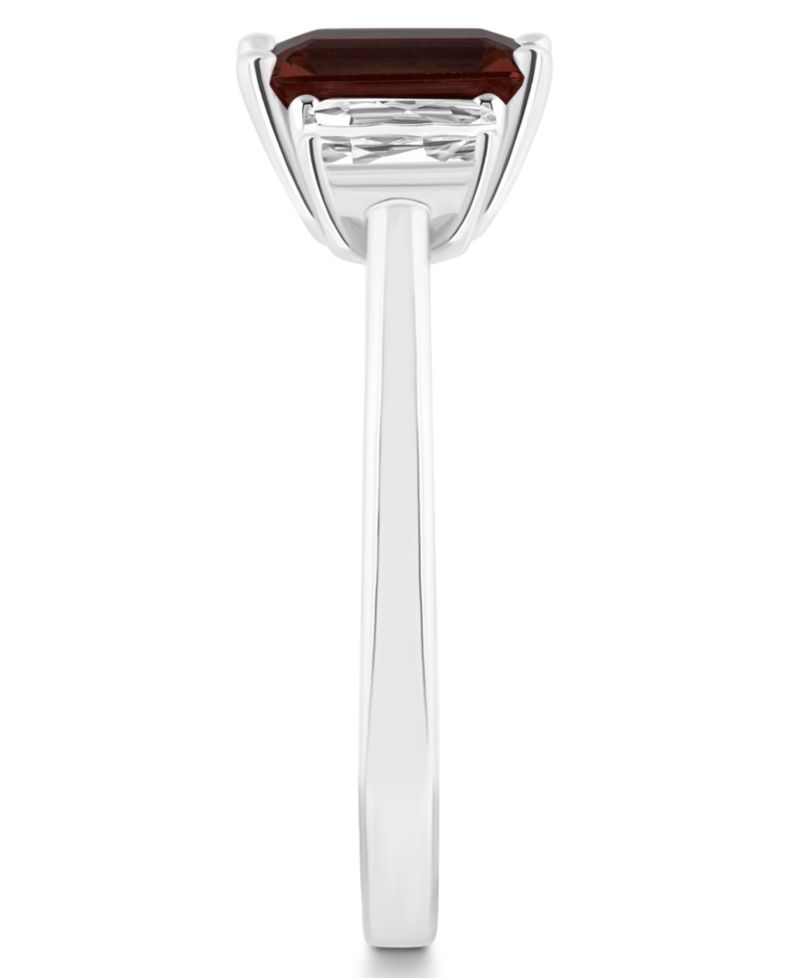 Women's Garnet (1-9/10 ct.t.w.) and White Topaz (3/4 ct.t.w.) 3-Stone Ring in Sterling Silver