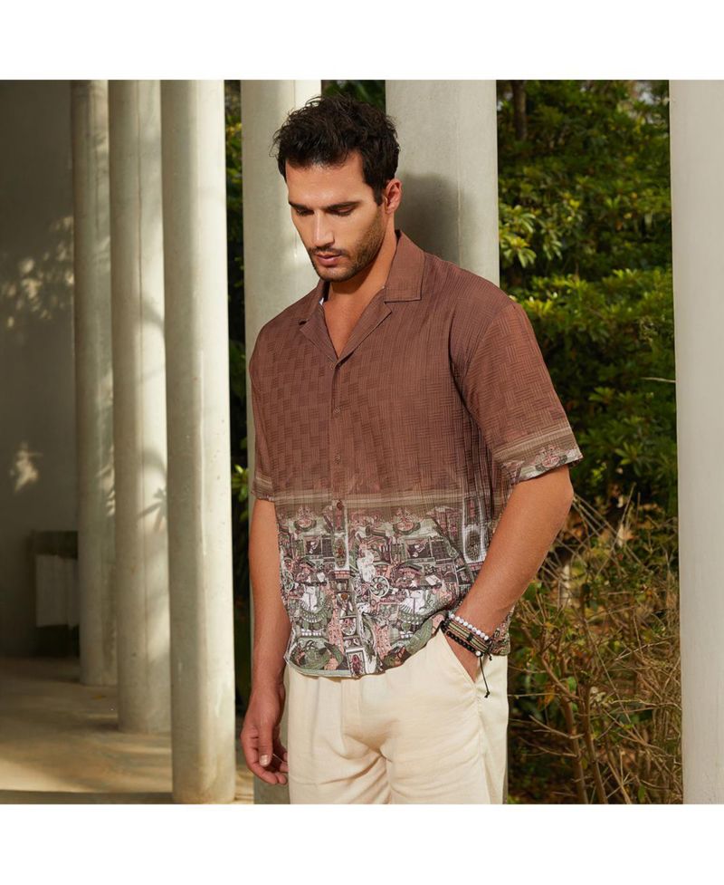 Men's Ash Brown Indie-Ombre Oversized Shirt