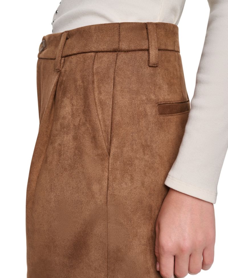 Women's High-Waisted Wide-Leg Faux Suede Shorts, 3" Inseam