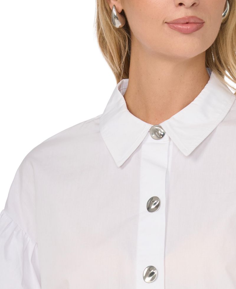 Women's Bubble Short-Sleeve Button-Up Shirt