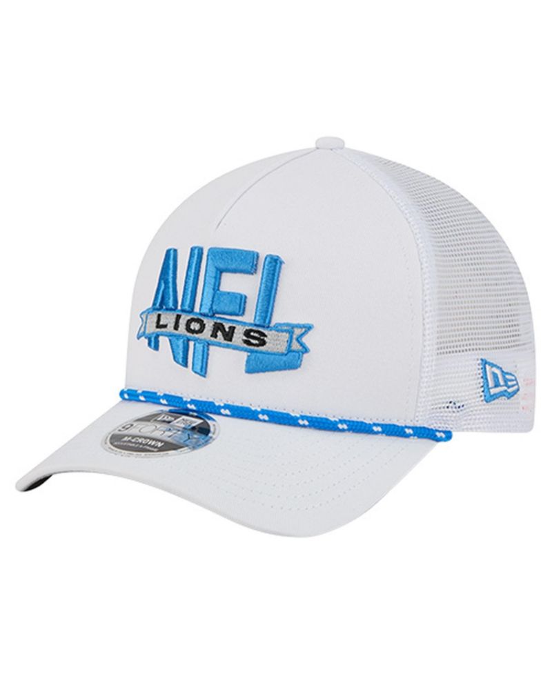Men's White Detroit Lions NFL 9FORTY A-Frame M-Crown Adjustable Trucker Hat
