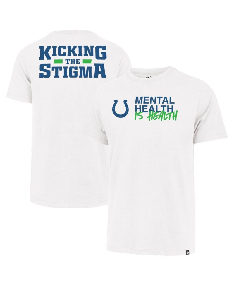 47 Brand Men's and Women's White Indianapolis Colts Mental Health is Health Kicking the Stigma Franklin T-Shirt