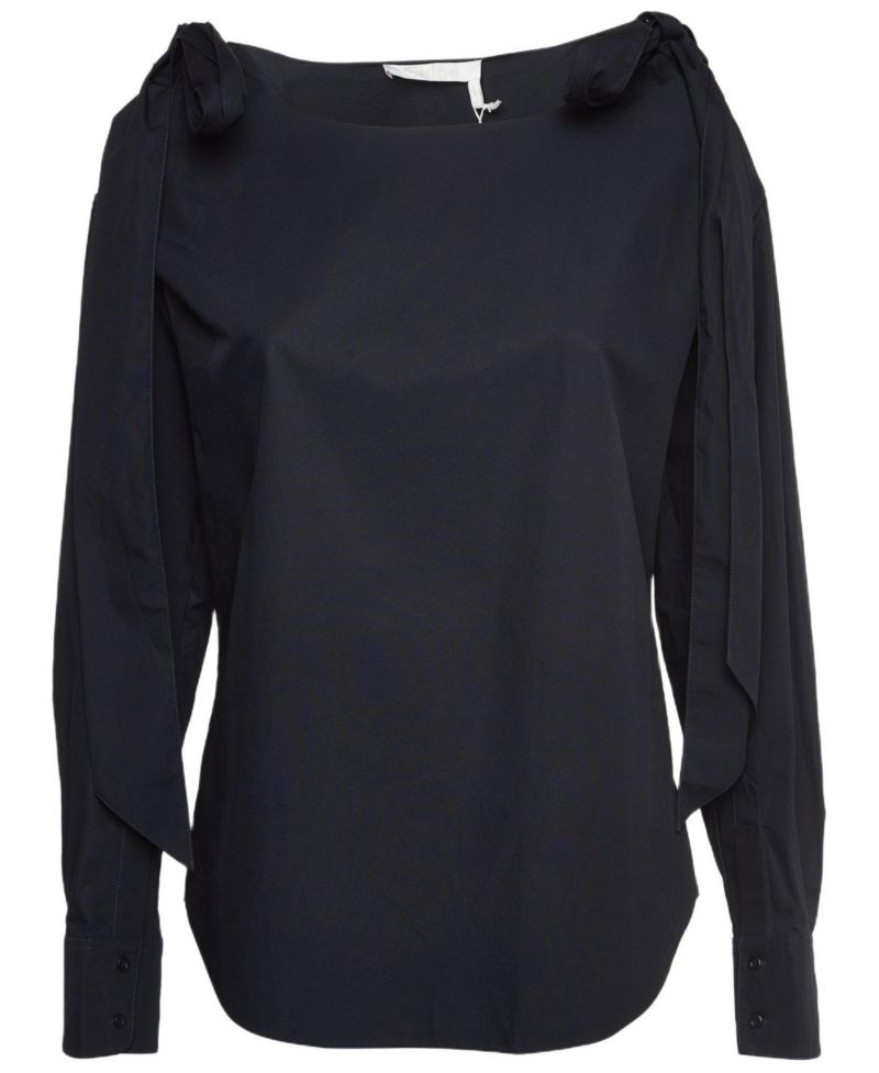 Women's Navy Poplin Top