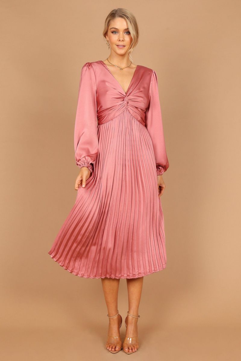 Women's Noelle Twist Front Pleated Midi Dress
