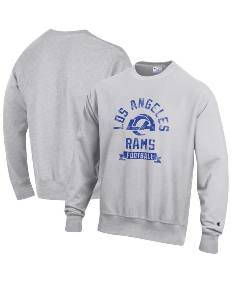 Men's Heather Gray Los Angeles Rams Reverse Weave Fleece Pullover Sweatshirt